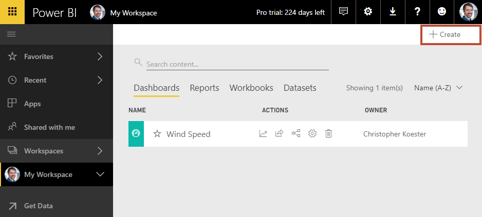 Power BI create streaming dataset